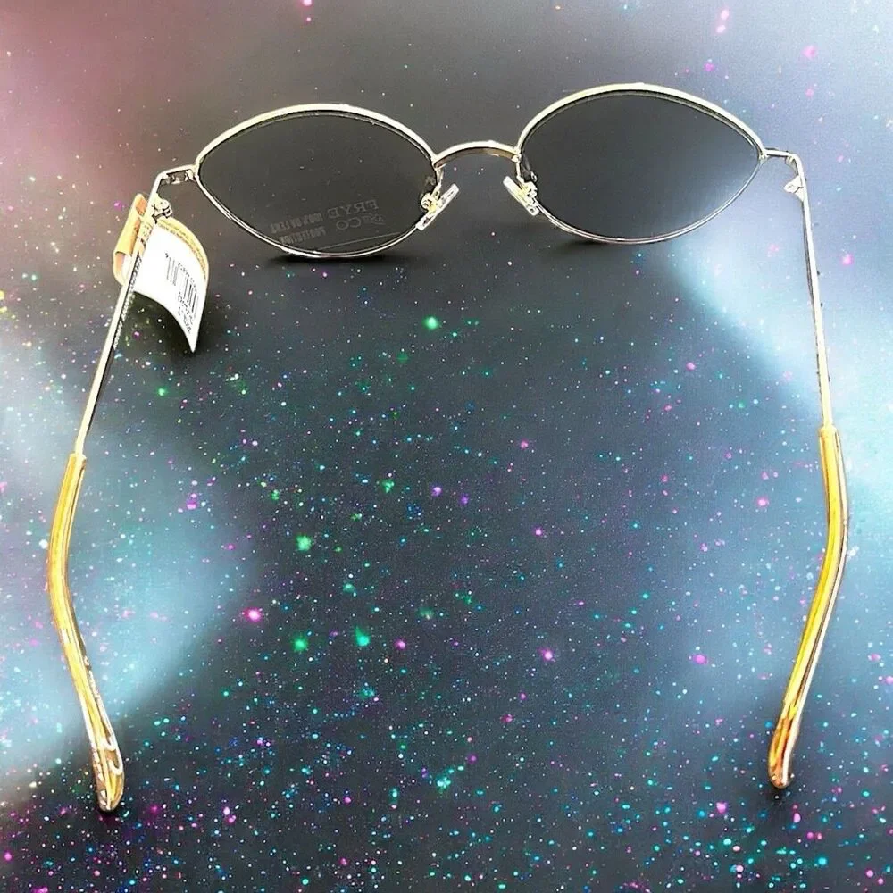 FRYE & CO Metal Almond Sunglasses in Shiny Gold NWOB